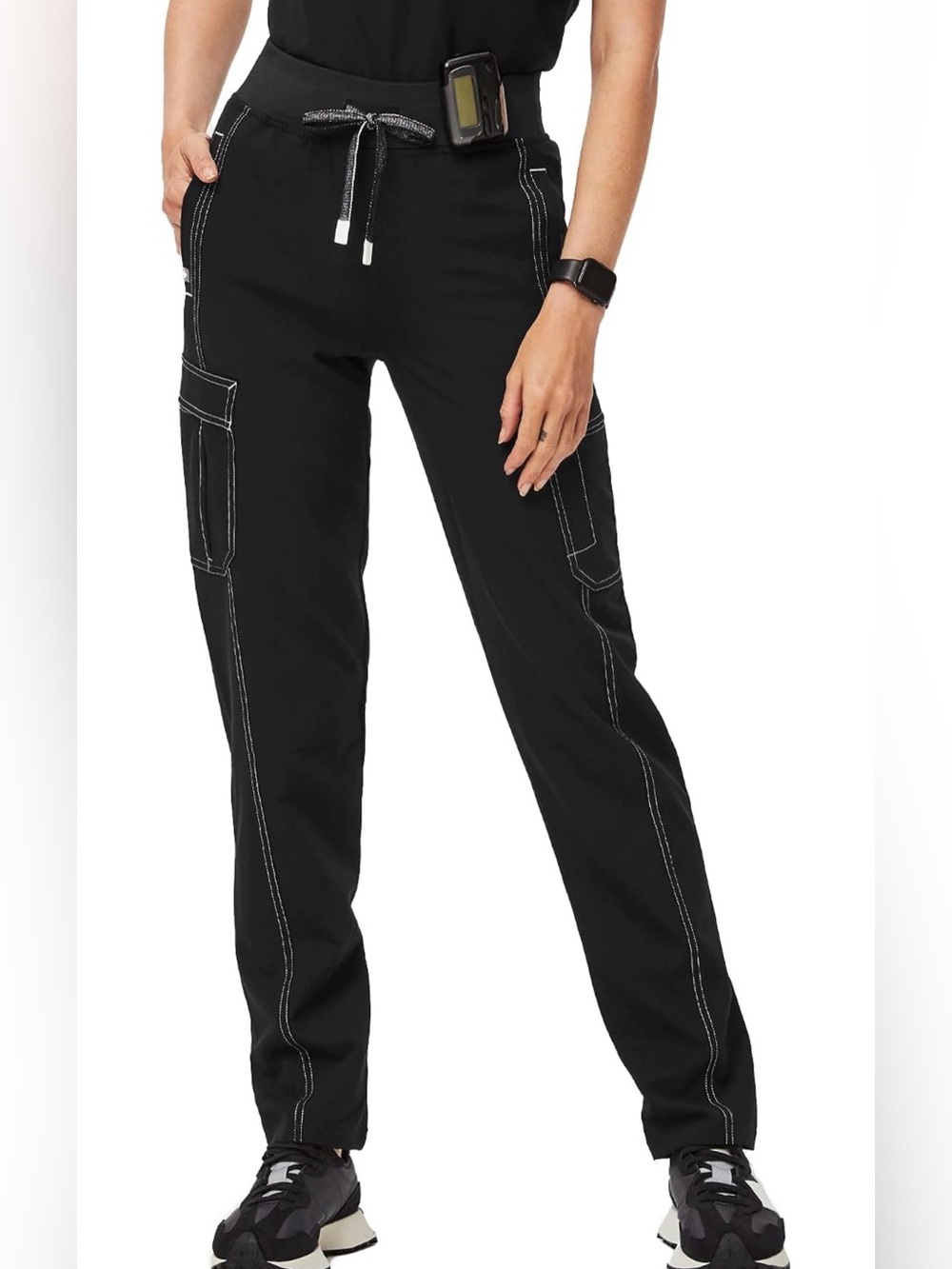 Figs Women’s High Waisted Ukwala Cargo Scrub Pants Black Size XL Nurse Doctor